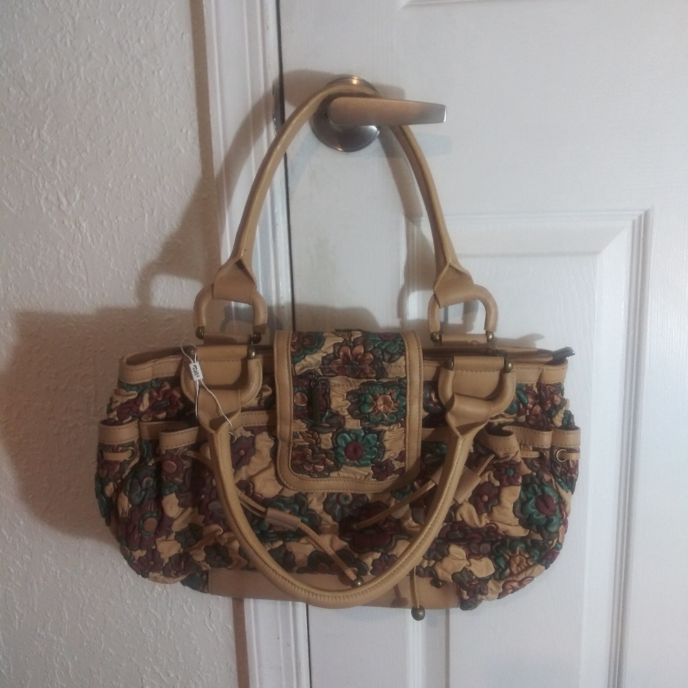 Tan Floral Purse